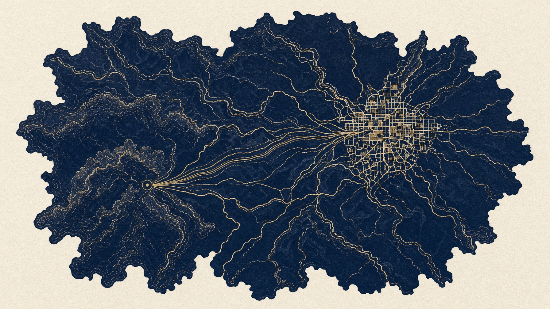 Stylized map of Northwest Georgia and Metro Atlanta, radiating toward Atlanta.